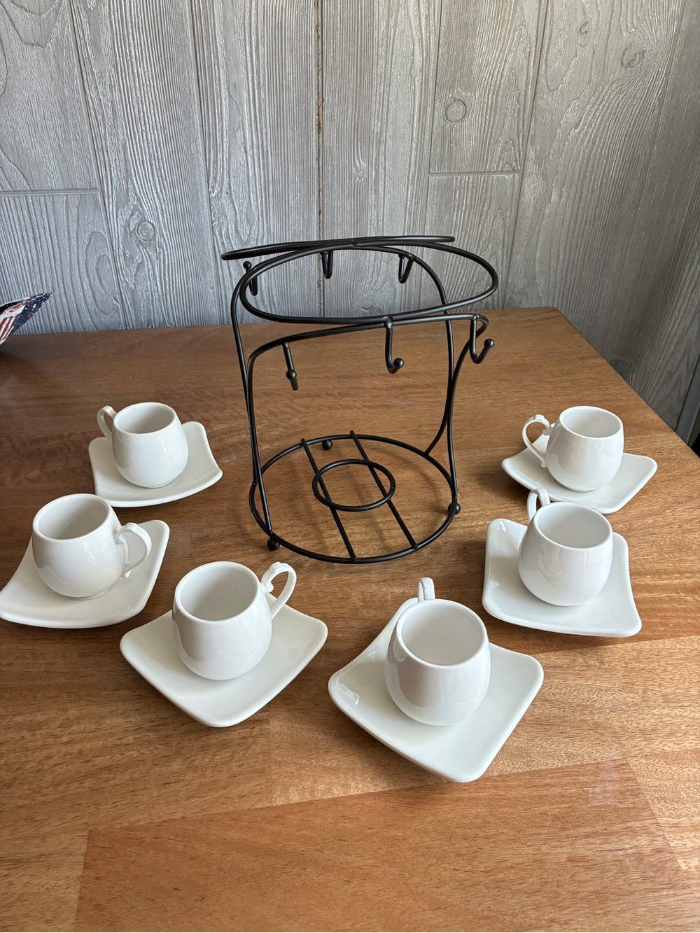 Espresso Cups with Saucers Set, Coffee Cups Metal Stand - Picture 4 of 9